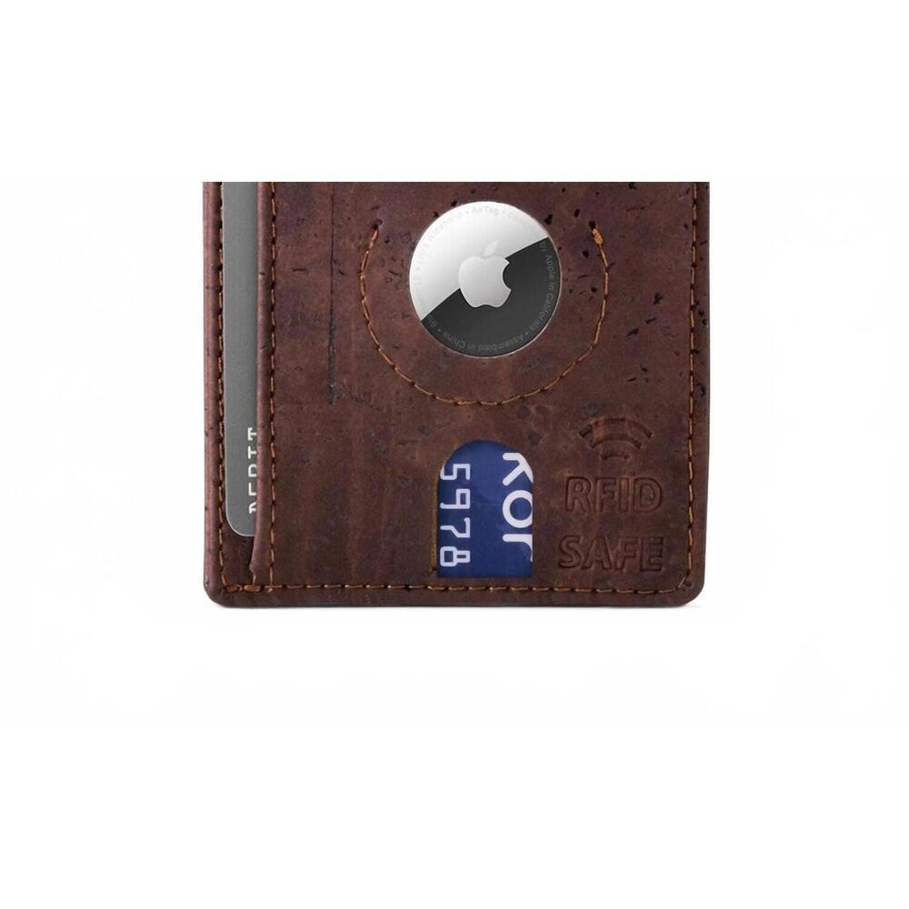 NEW CORKOR men's airtag wallet cards holder in brown